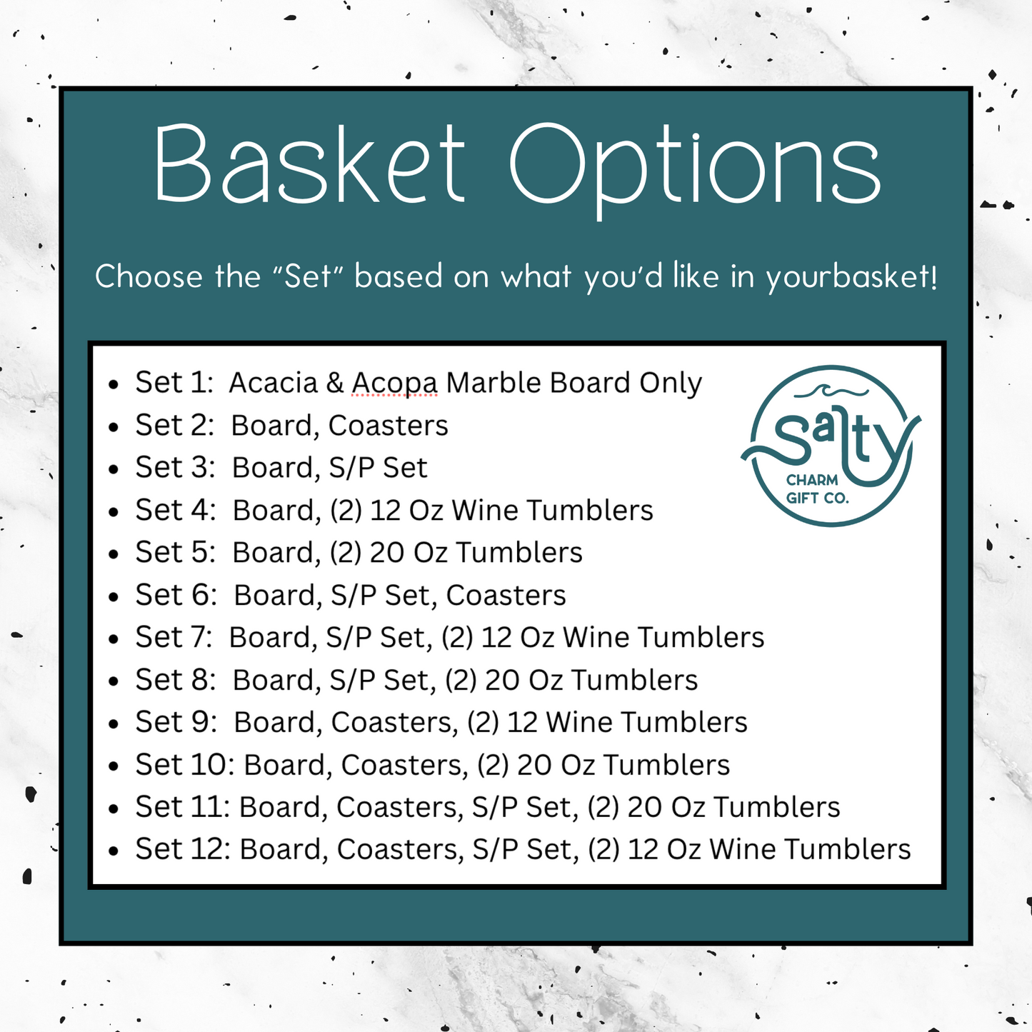 Acacia & Acopa Marble "Build Your Own Basket"