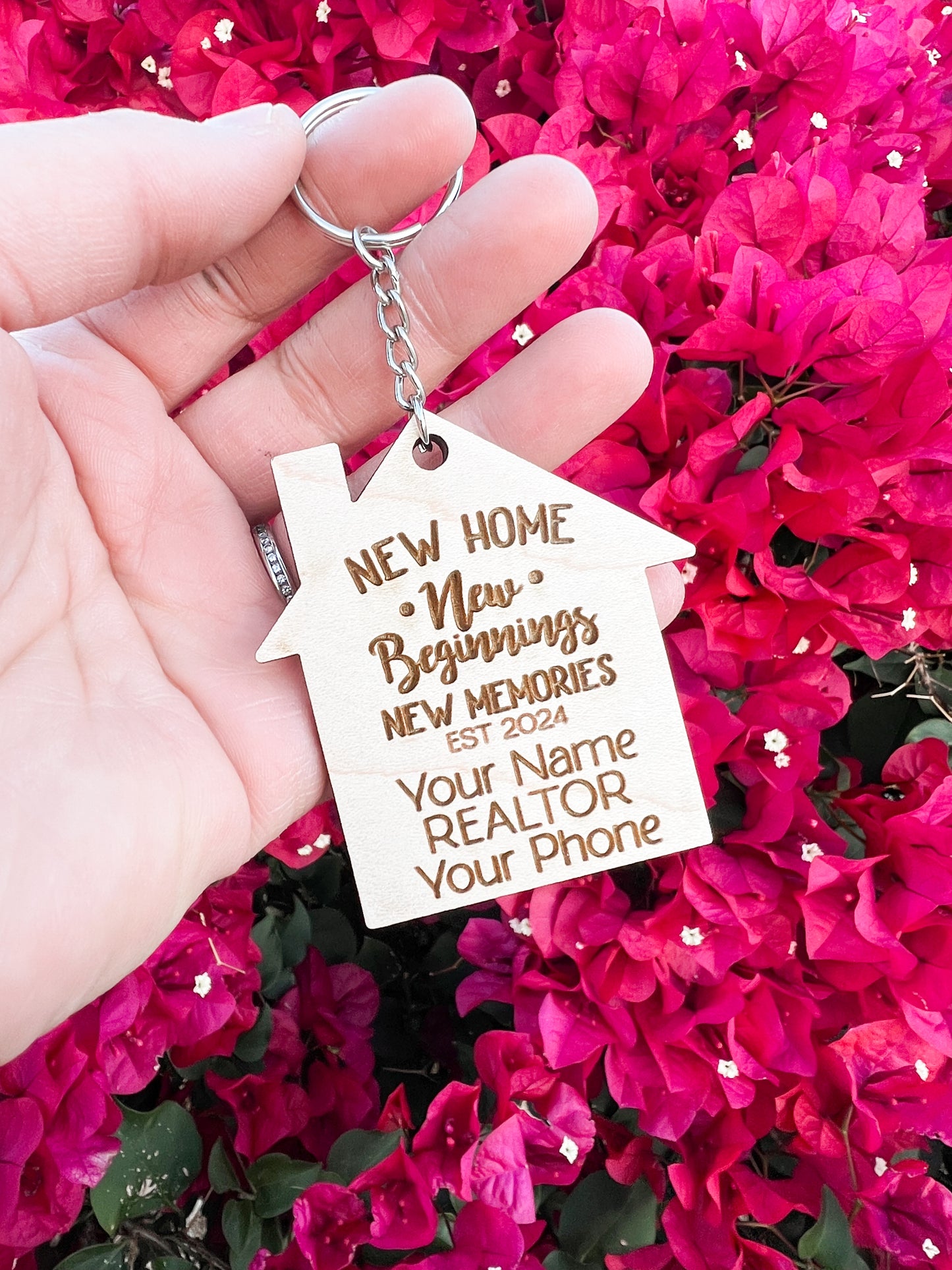 Wood House Shaped Keychains