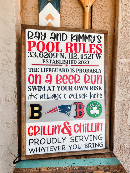 Family Pool Rules Sign