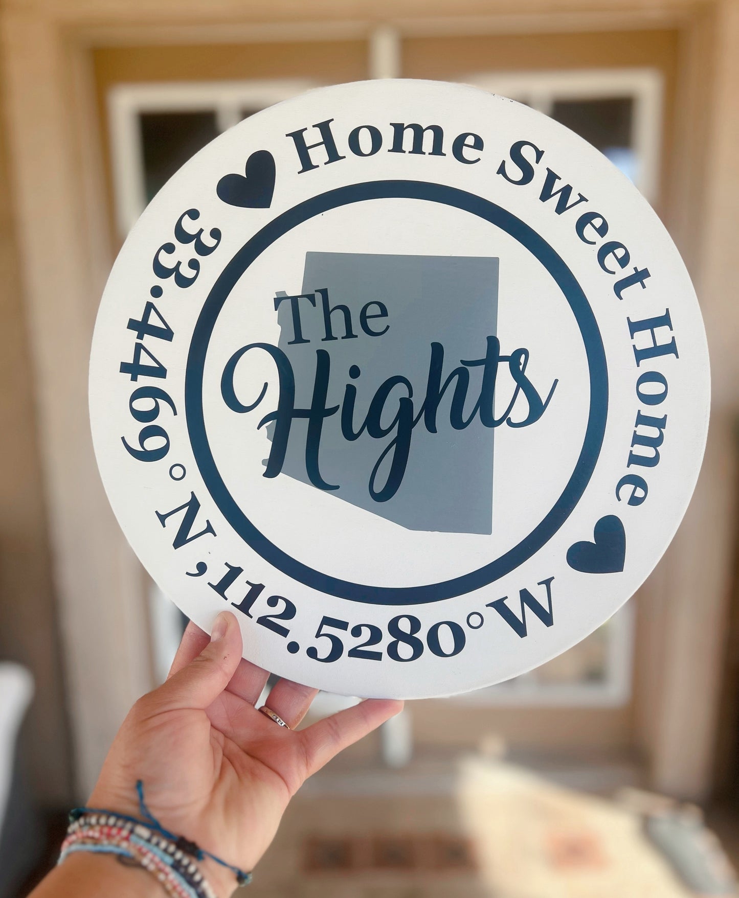 Round Home Coordinates Sign