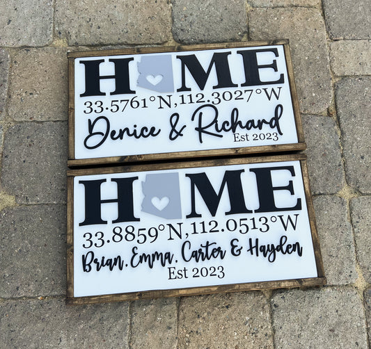 Home Coordinates Family Name Sign