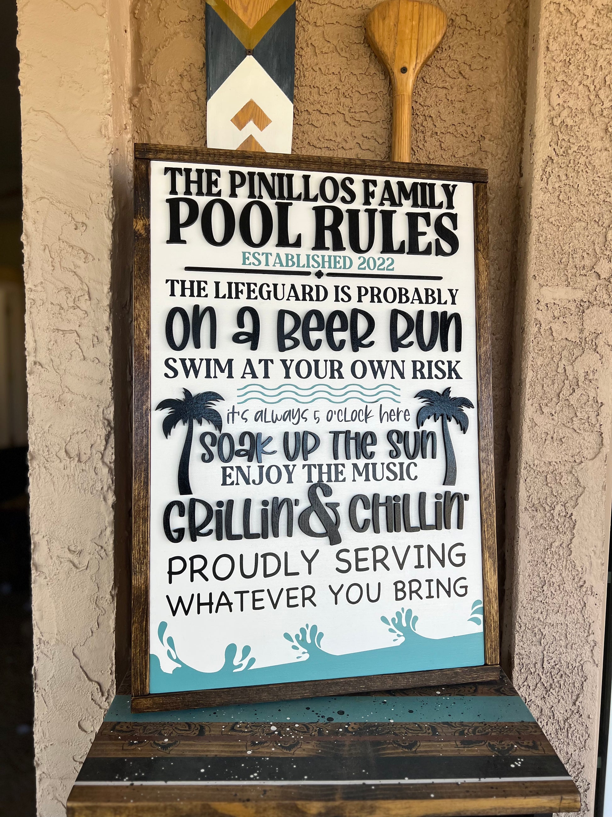 Family Pool Rules Sign