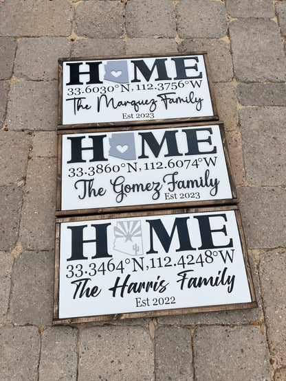 Home Coordinates Family Name Sign