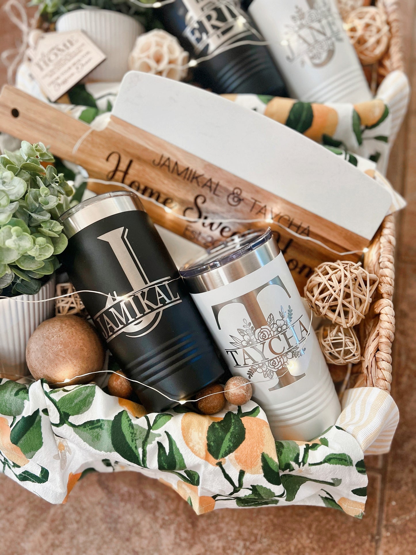 Basics Gift Basket - Board & Set of 2 Tumblers