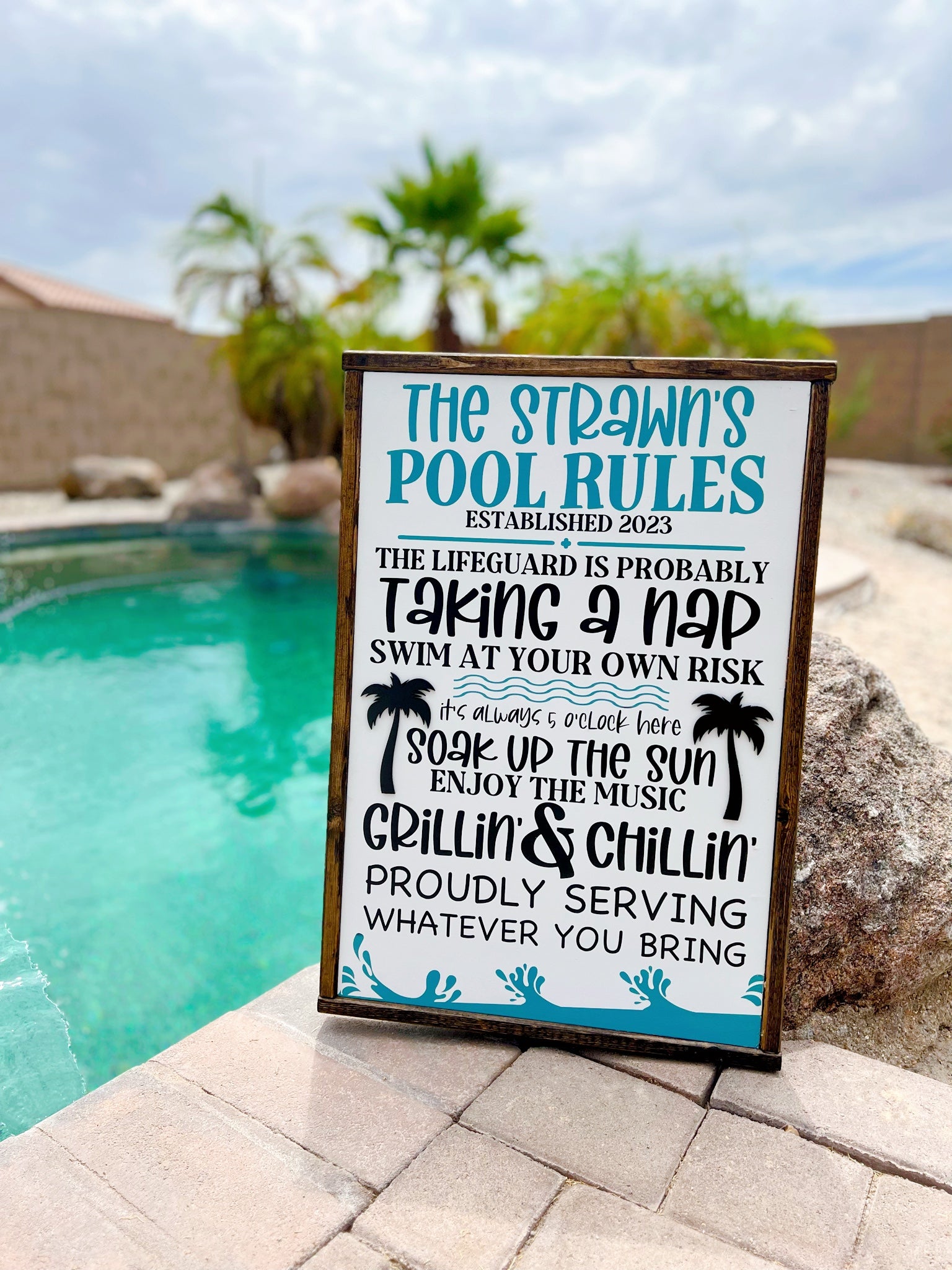 Family Pool Rules Sign