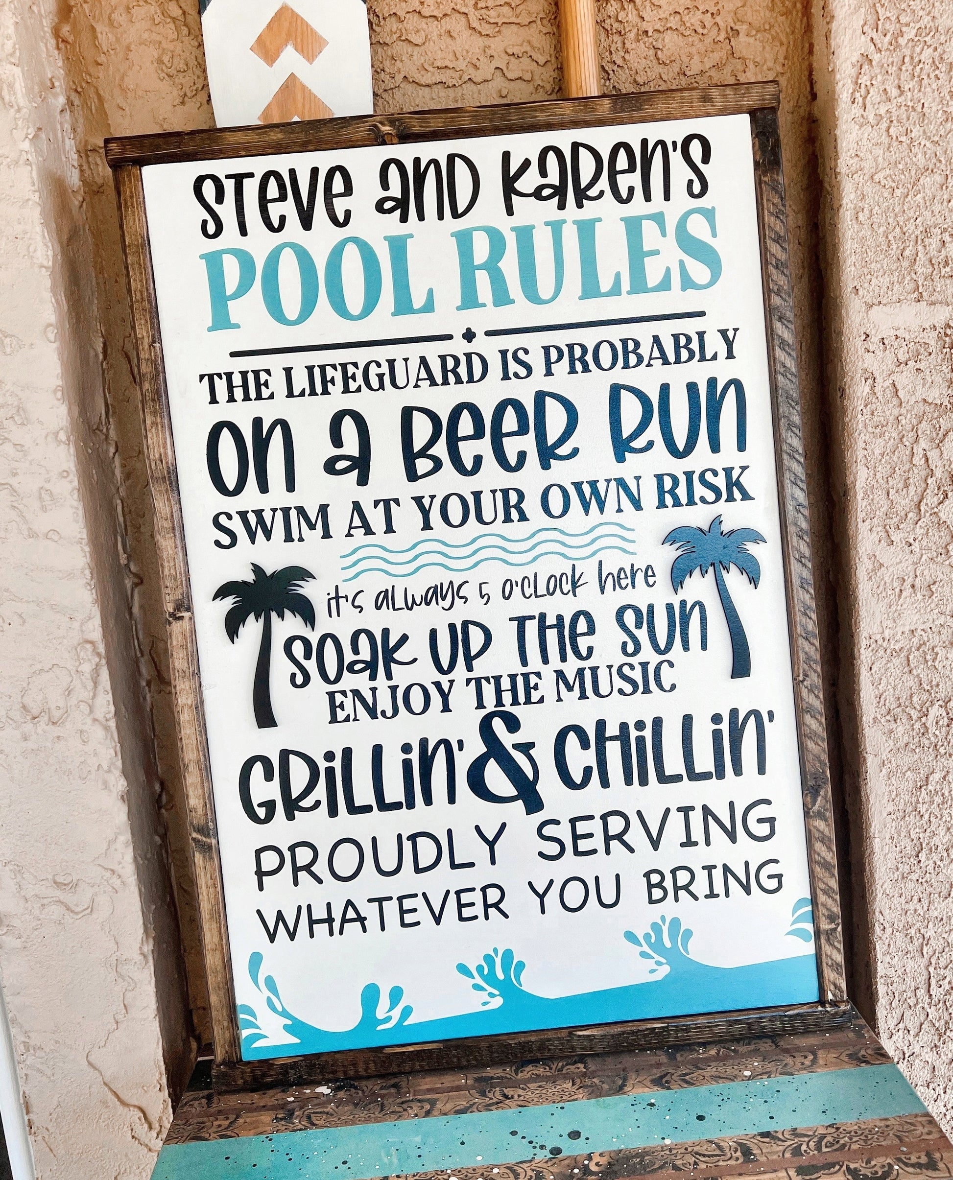 Family Pool Rules Sign