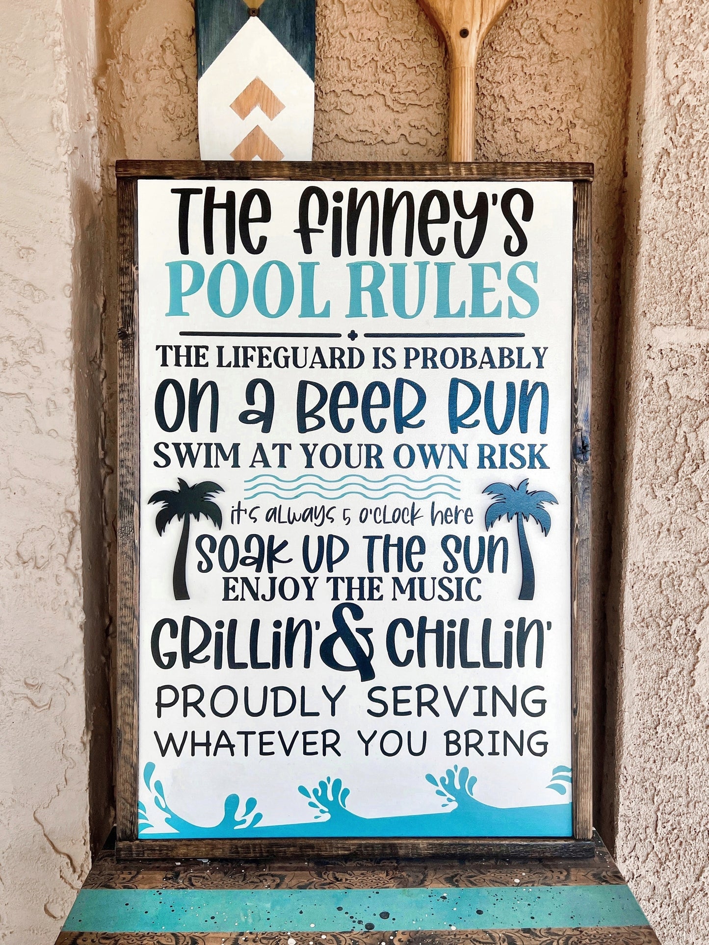 Family Pool Rules Sign