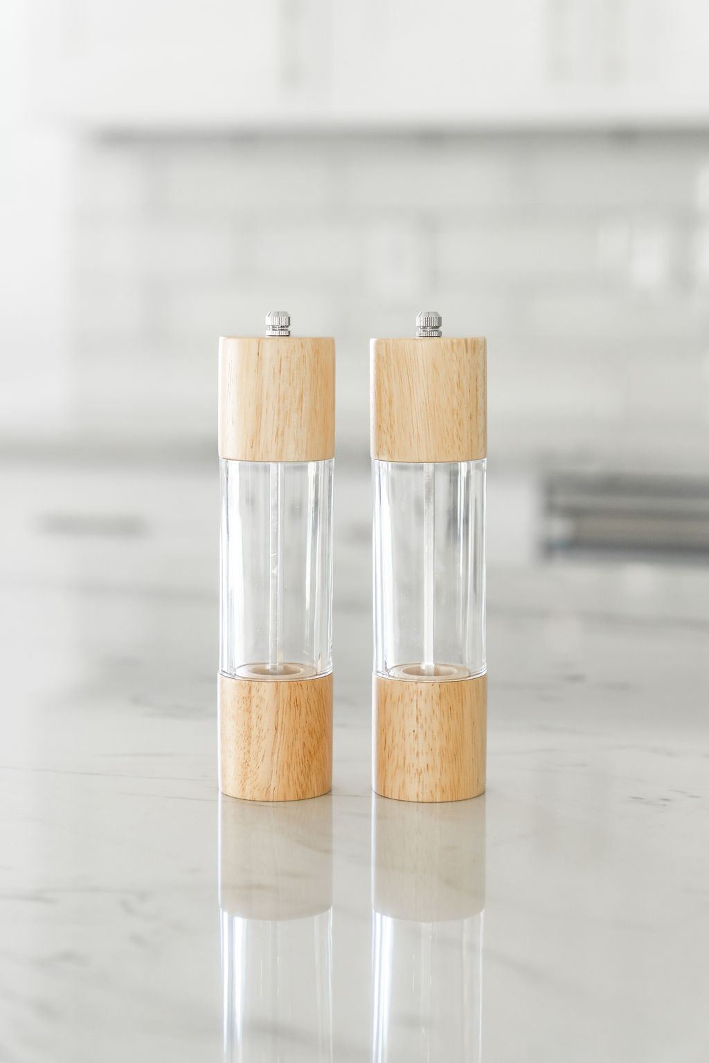 Wood and Acrylic Salt & Pepper Set