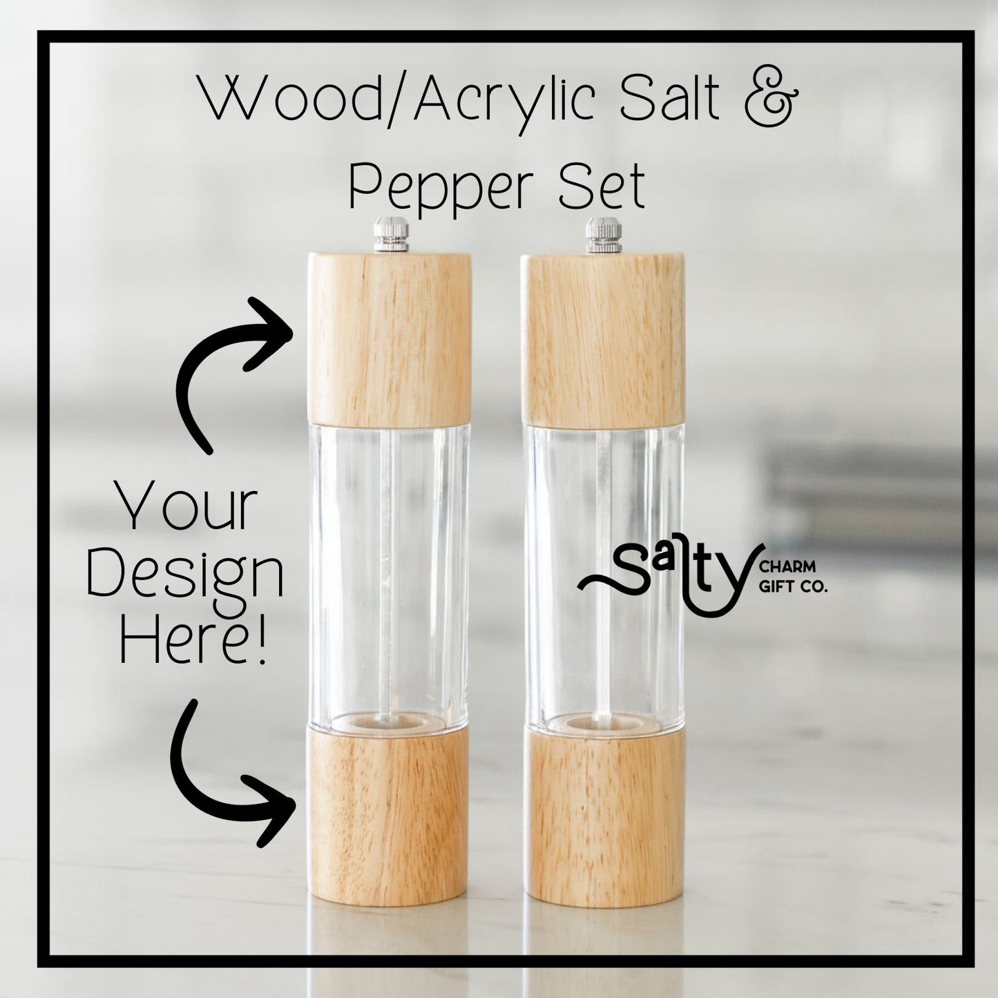 Wood and Acrylic Salt & Pepper Set