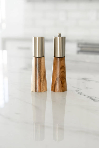 Wood/Champagne Gold Salt & Pepper Set